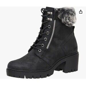 CUSHIONAIRE Women's Riley Lace up boot +Memory Foam, Size 7, Black